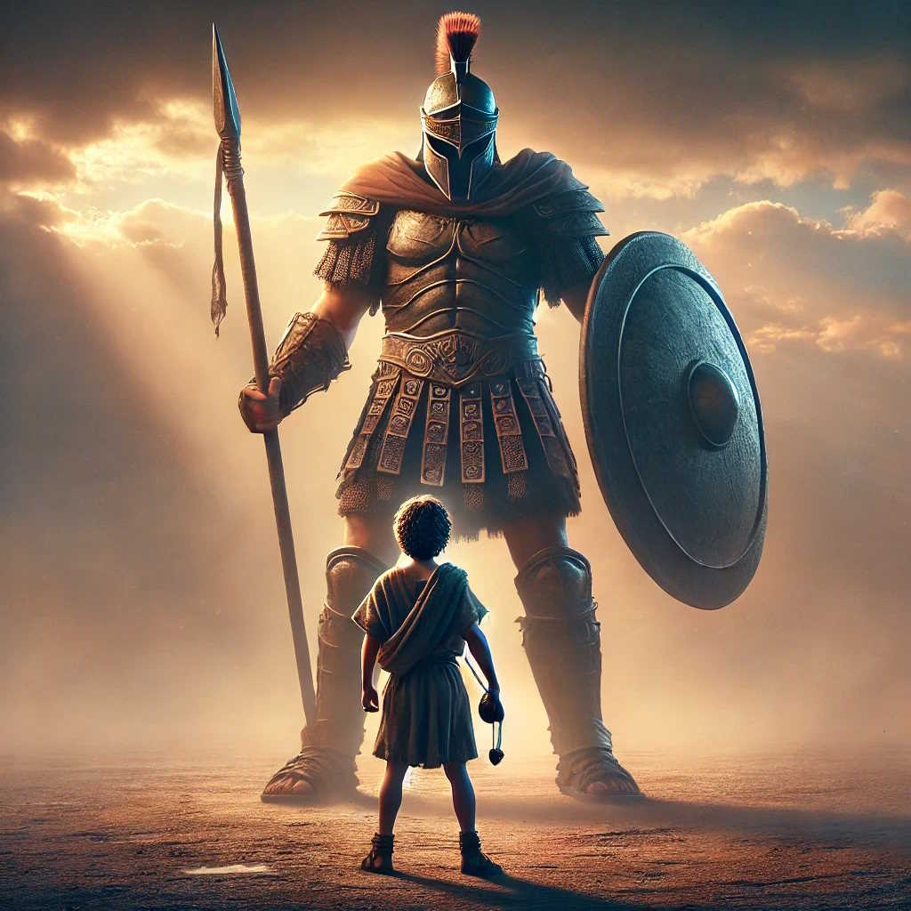 đź”´Courage Under Fire is the Backbone of Success 1 David standing with courage in front of Goliath.